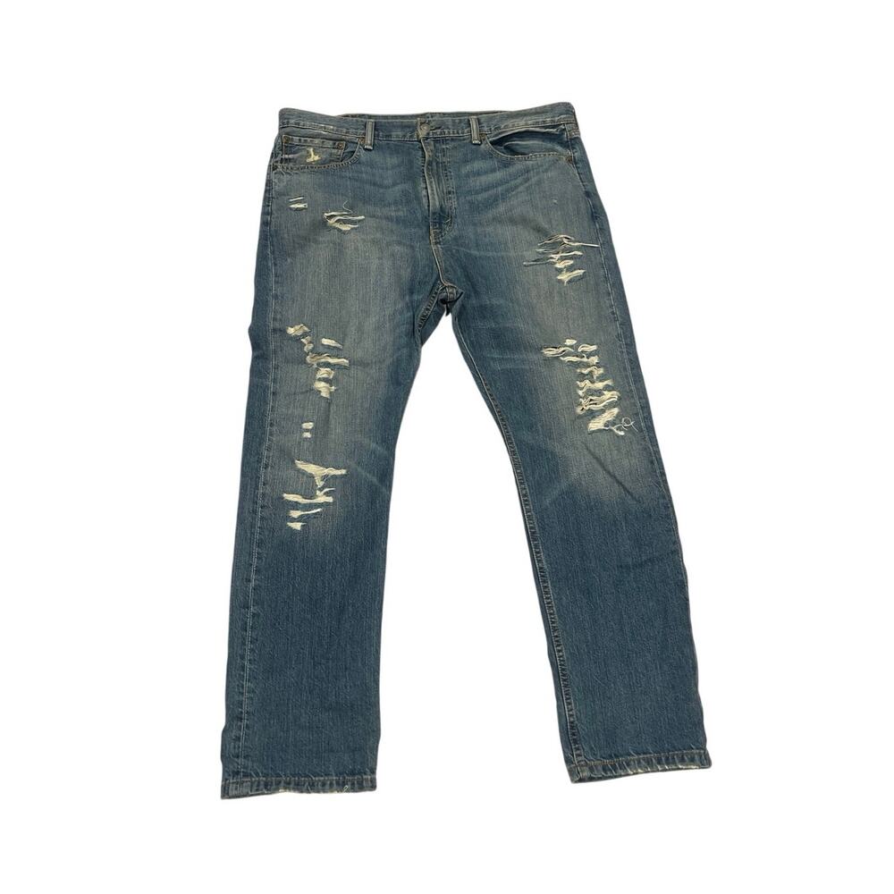 Levi's 522 Medium Wash Distressed Rip Denim Jeans SZ 38x30 Streetwear